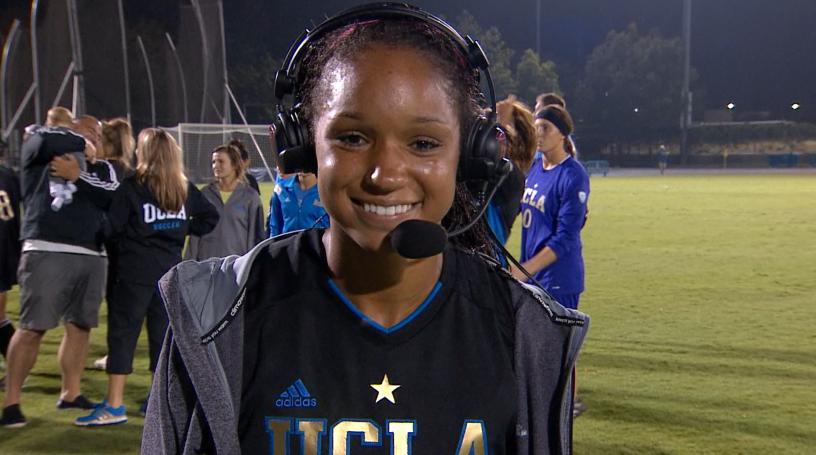 Darian Jenkins of the top-ranked UCLA women's soccer team joins Mark R...